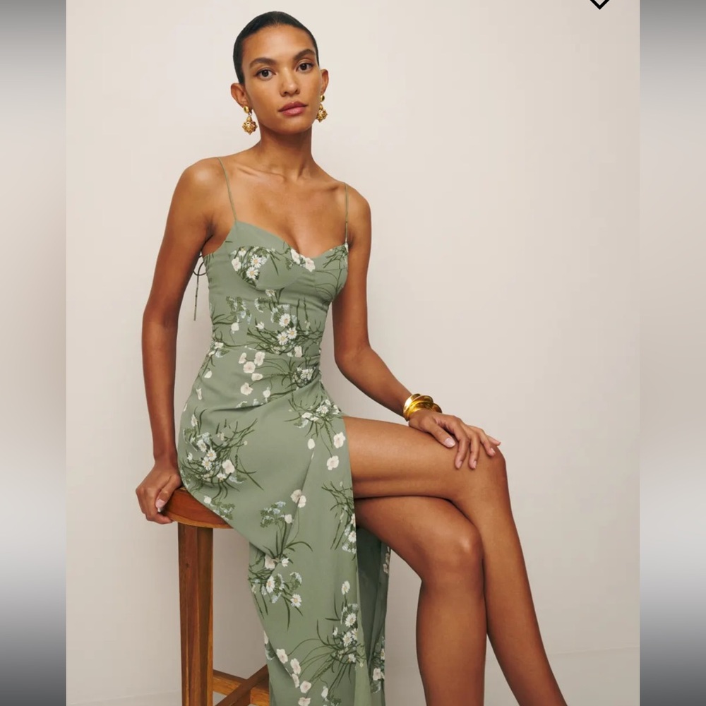 Reformation Kourtney Dress size 10 Bonita (Green Floral)